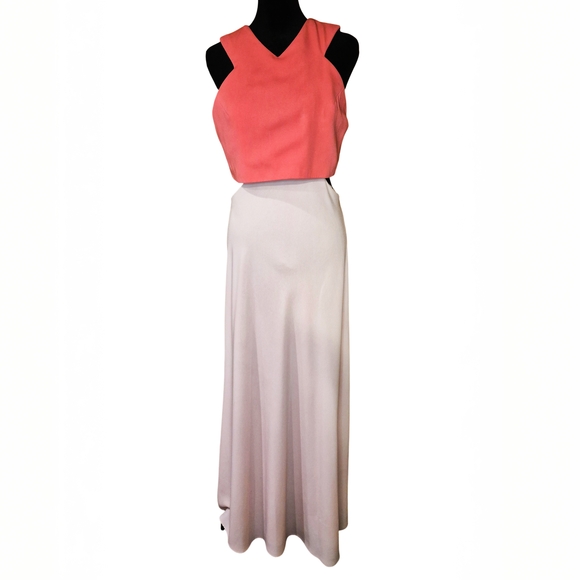 Jill Stuart Coral & Blush Two Tone Maxi Dress Size 4 Formal Wedding Guest